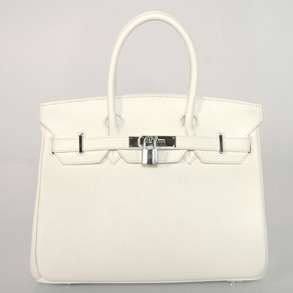 H30BJPWS Hermes Birkin in pelle togo togo 30CM in bianco puro con